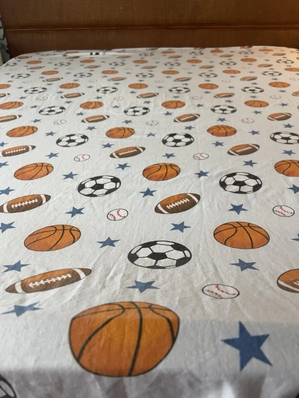 FULL Flat Sheet SPORTS 55% Cotton Soccer  Football Basketball Baseball Stars
